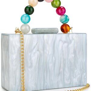 Women Acrylic Clutch Purse Leopard Print Evening Bag Chain Formal Handbag Party